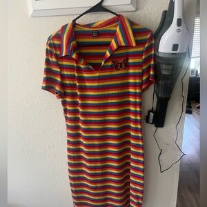 Striped rainbow dress